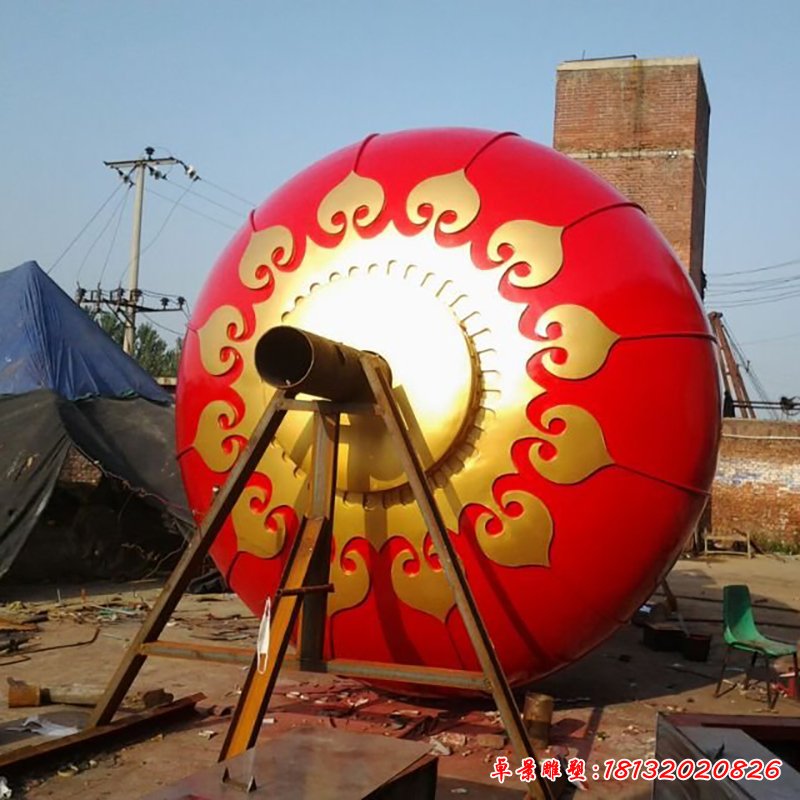 不锈钢红灯笼雕塑，广场不锈钢红灯笼雕塑 (1)