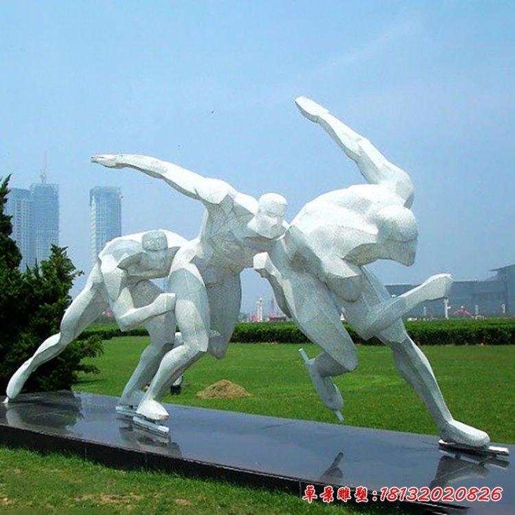 不锈钢人物雕塑，不锈钢滑冰雕塑