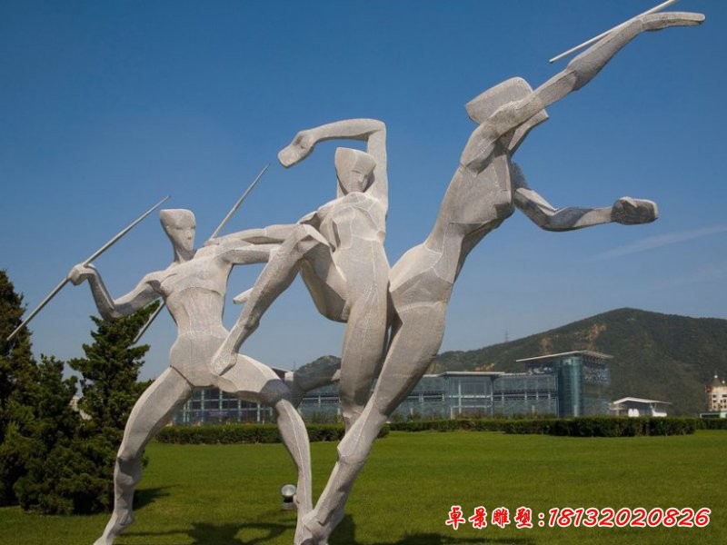 不锈钢投掷标枪的人物雕塑