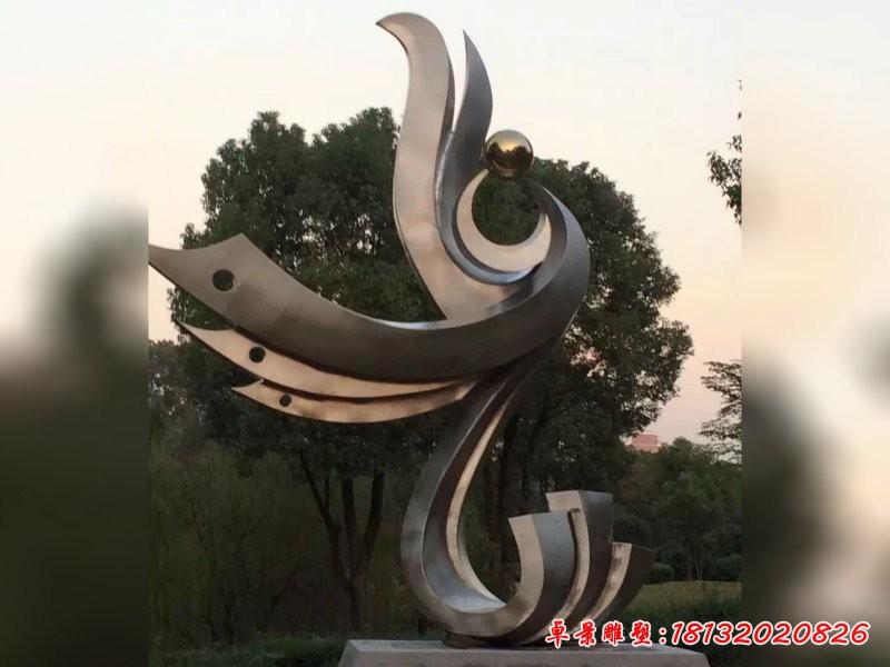 不锈钢抽象凤凰，公园不锈钢雕塑