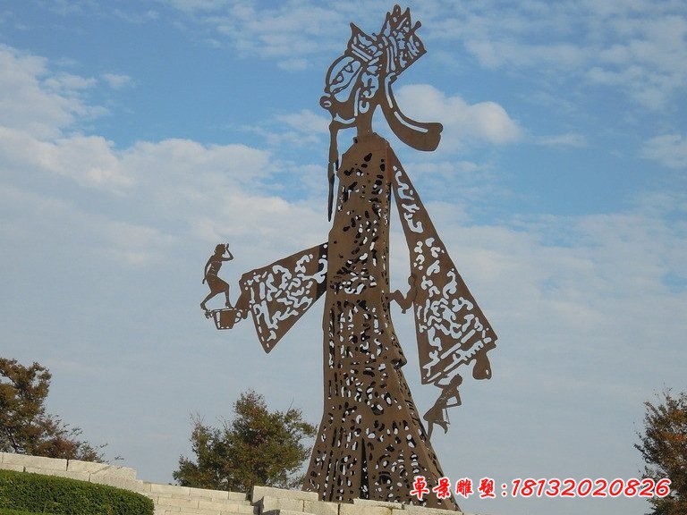 皮影人物雕塑，不锈钢景观雕塑
