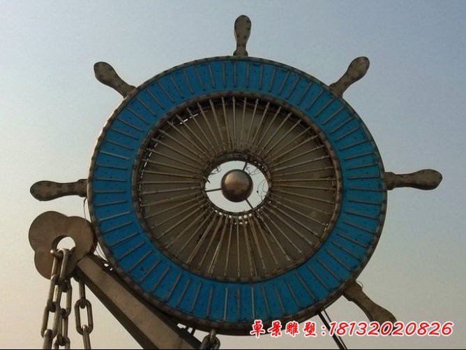 不锈钢船舵船锚雕塑，城市不锈钢雕塑