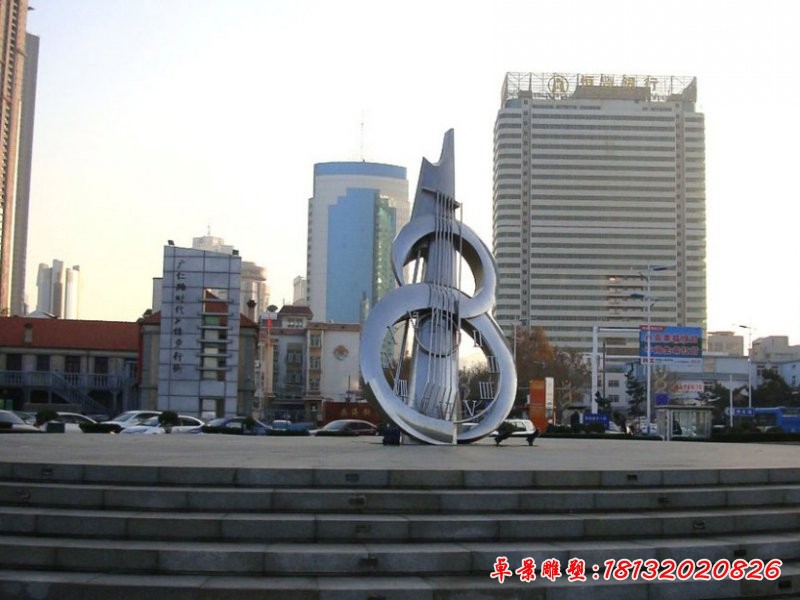 不锈钢抽象吉他雕塑，不锈钢景观雕塑