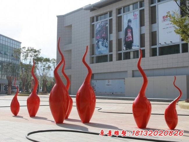 不锈钢抽象小蝌蚪雕塑，园林景观雕塑