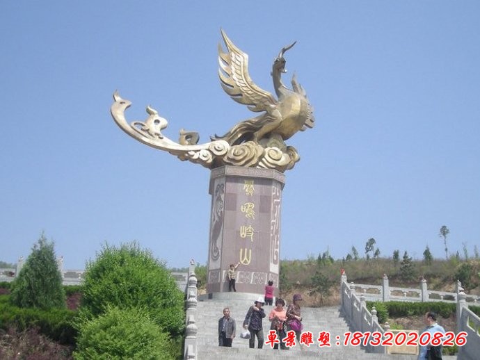 不锈钢凤凰雕塑，广场景观雕塑