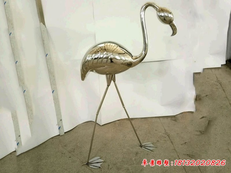 不锈钢火烈鸟雕塑，公园不锈钢动物雕塑