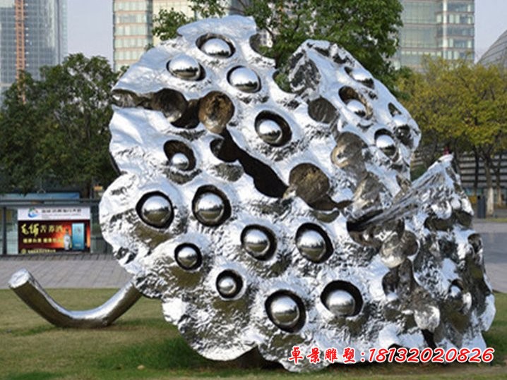 不锈钢抽象莲蓬雕塑