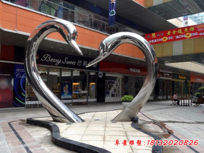 不锈钢大型抽象天鹅雕塑