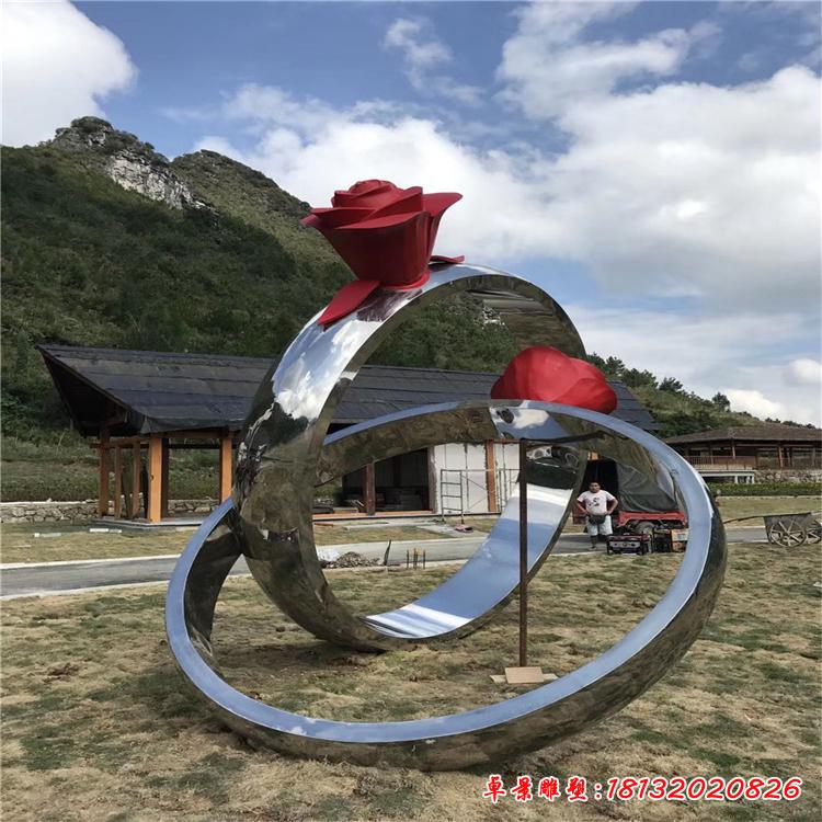 不锈钢爱情戒指雕塑 (2)