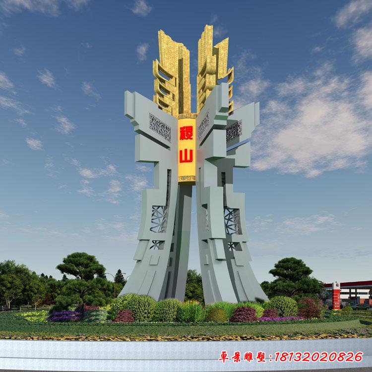 不锈钢城市广场鼎雕塑 (1)