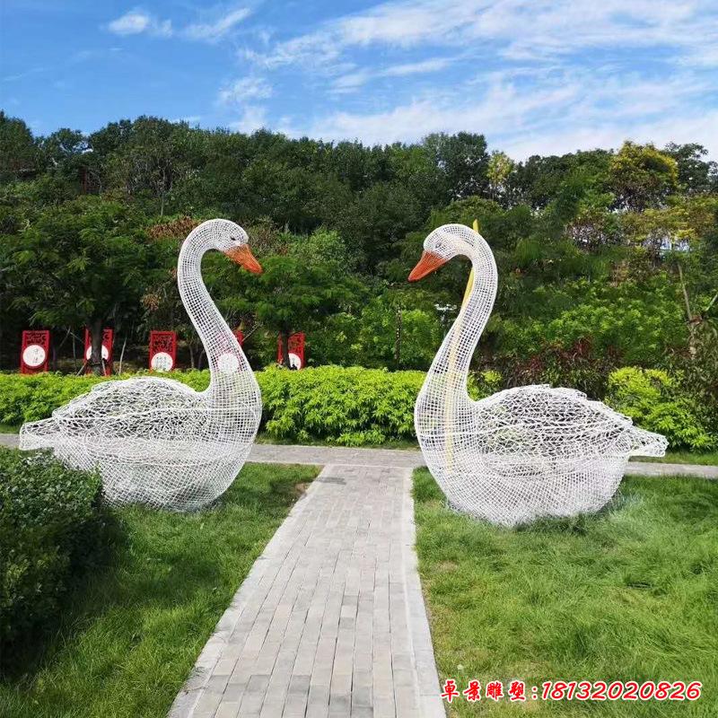 不锈钢现代天鹅雕塑