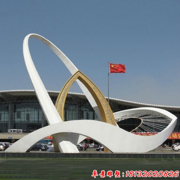 不锈钢飞机场抽象造型雕塑