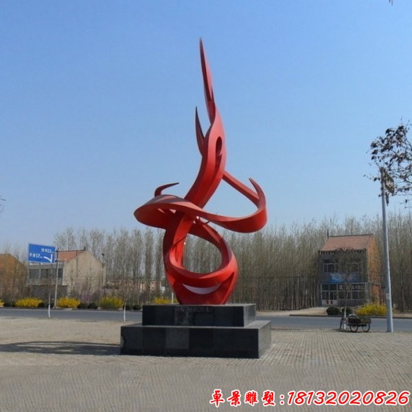 广场不锈钢抽象团结雕塑