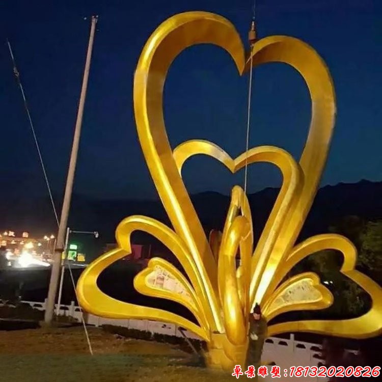 不锈钢抽象天鹅爱心造型雕塑
