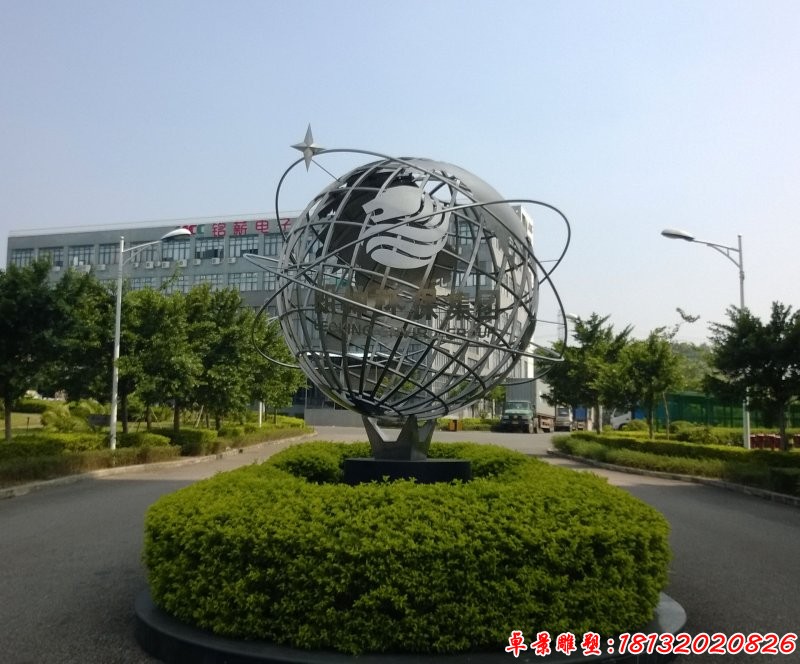 企业不锈钢抽象地球仪雕塑