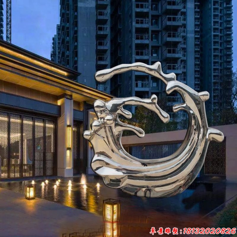 售楼款不锈钢抽象浪花雕塑 (1)