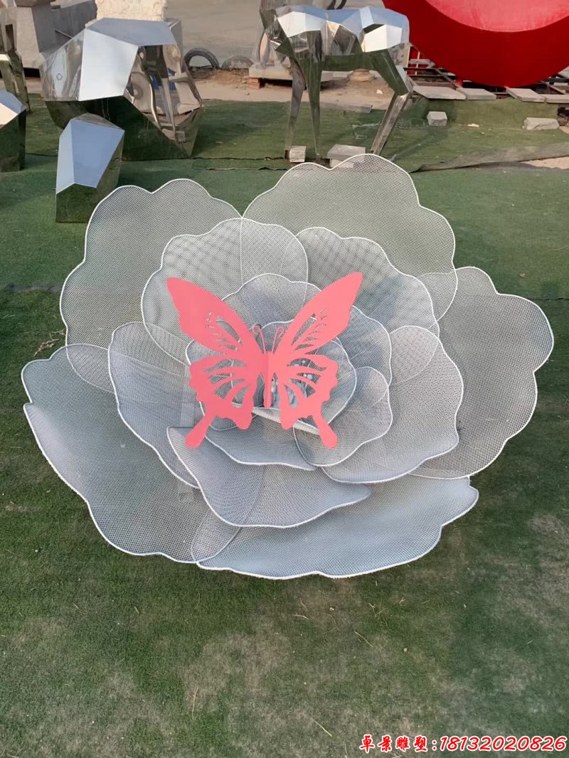不锈钢编织工艺玫瑰花雕塑 (3)