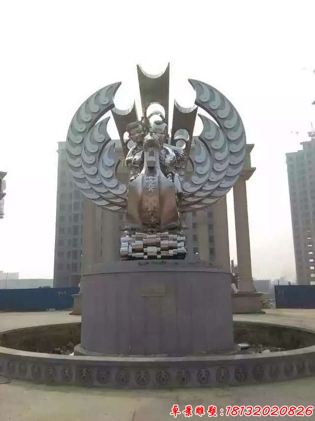 不锈钢抽象凤凰儿童雕塑