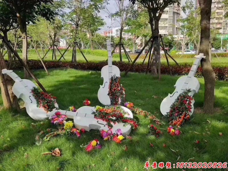 不锈钢大提琴造型花盆 (3)