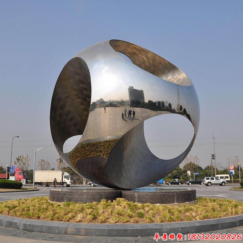 城市不锈钢镂空圆球雕塑 (2)