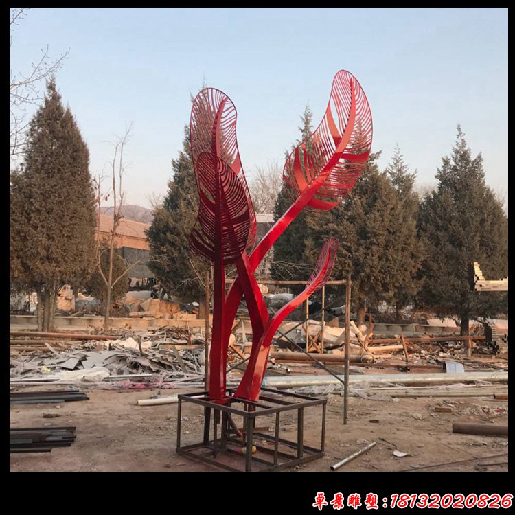不锈钢抽象芭蕉叶，公园景观雕塑