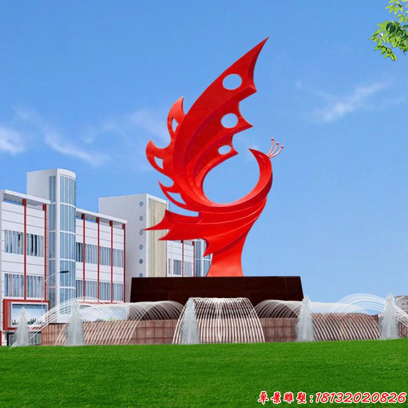 不锈钢抽象凤凰雕塑，公园不锈钢雕塑
