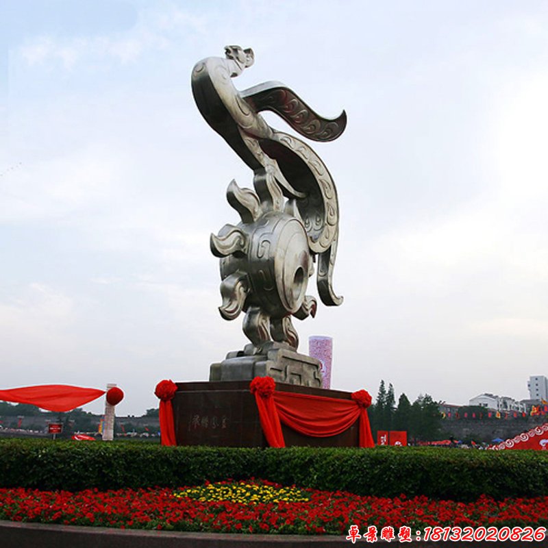 不锈钢凤凰太阳雕塑，广场不锈钢雕塑 (2)