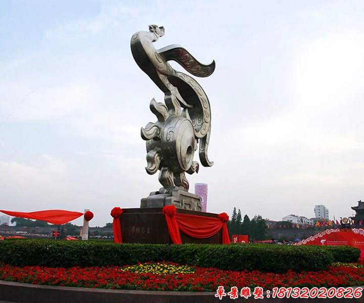 不锈钢凤凰太阳雕塑，广场不锈钢雕塑