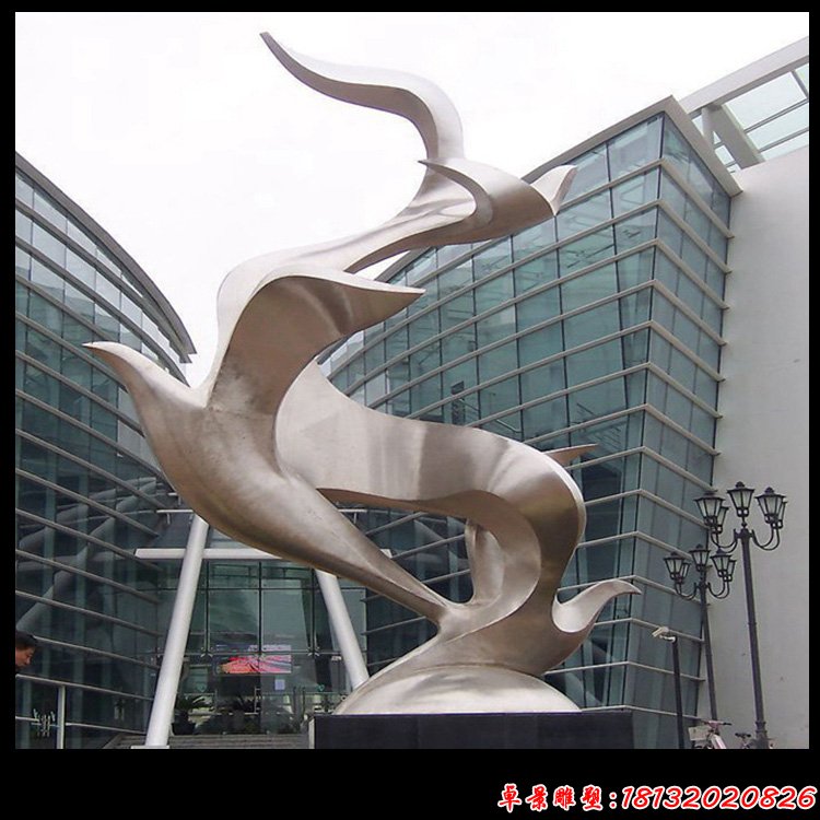 不锈钢和平鸽雕塑 街边景观雕塑