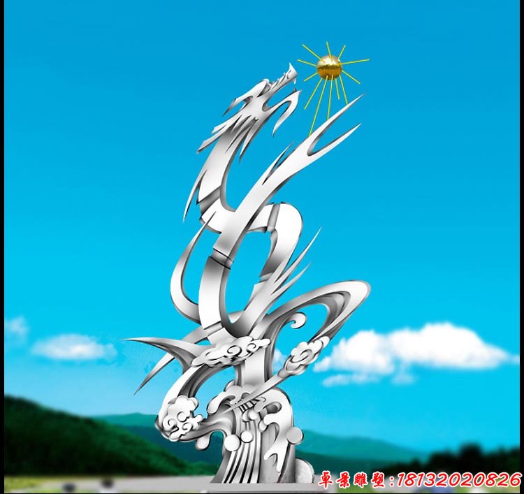 不锈钢蛟龙出海雕塑 广场不锈钢雕塑
