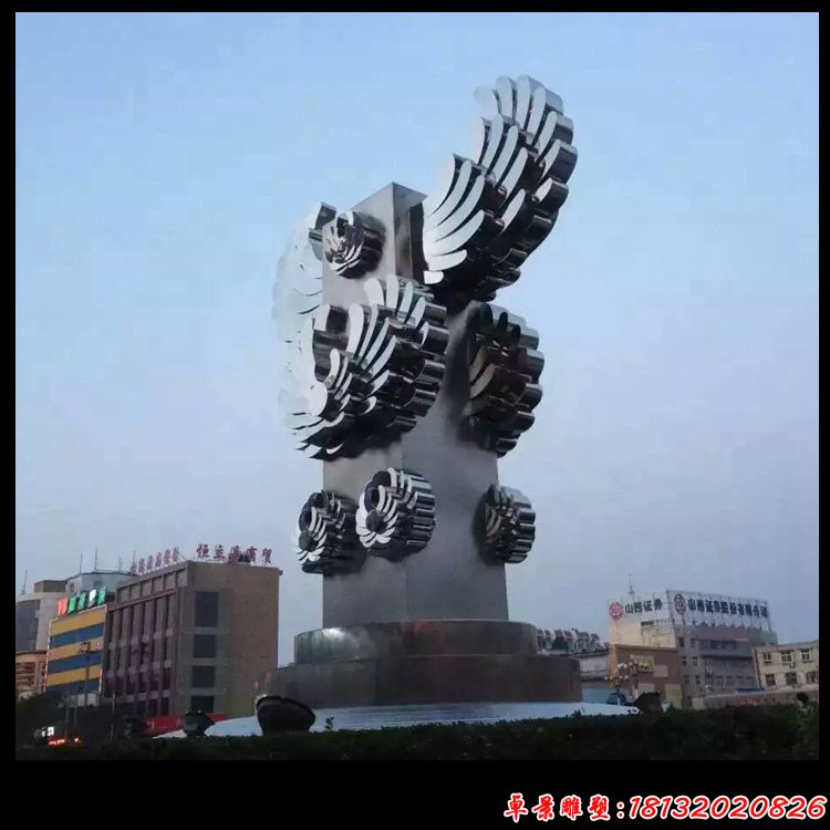 不锈钢腾飞抽象翅膀雕塑