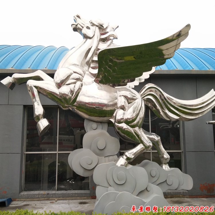 不锈钢腾云的飞马，企业飞马雕塑