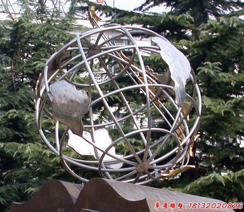 不锈钢书本和抽象地球摆件 校园不锈钢雕塑