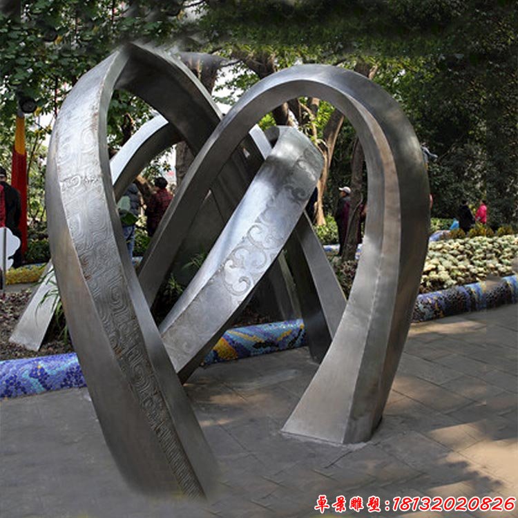 不锈钢祥云浮雕彩带 公园景观雕塑 (2)