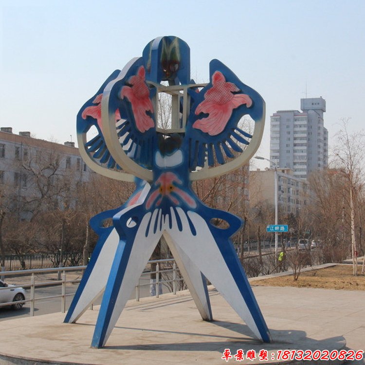 彩色不锈钢风筝雕塑，广场不锈钢雕塑 (2)