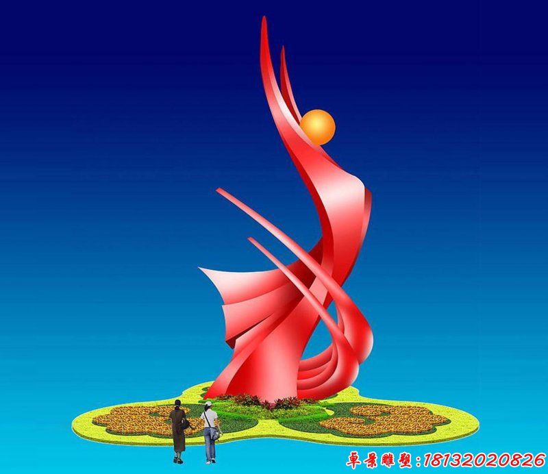 彩色不锈钢腾飞雕塑广场不锈钢雕塑 (2)