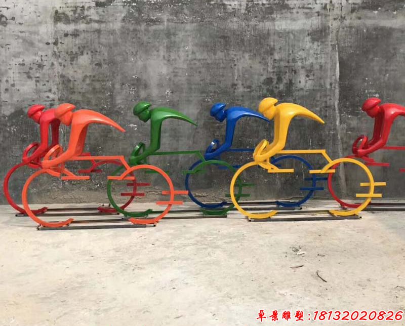 抽象骑车人物半身像，彩色不锈钢抽象人物 (3)