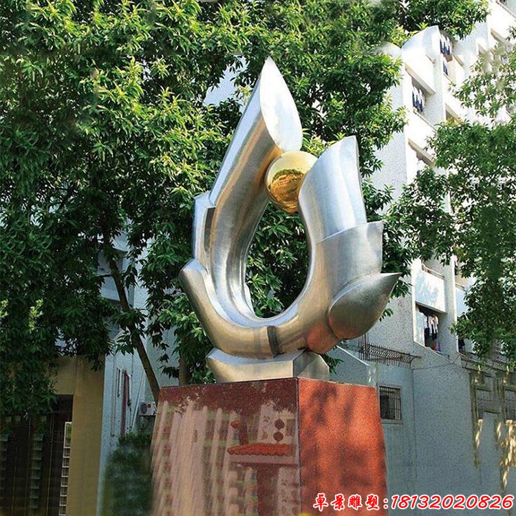 城市不锈钢C型圆球造型雕塑