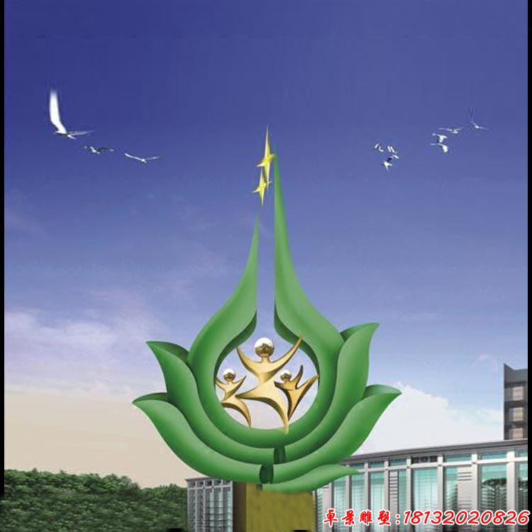 企业不锈钢抽象孕育人物之星雕塑