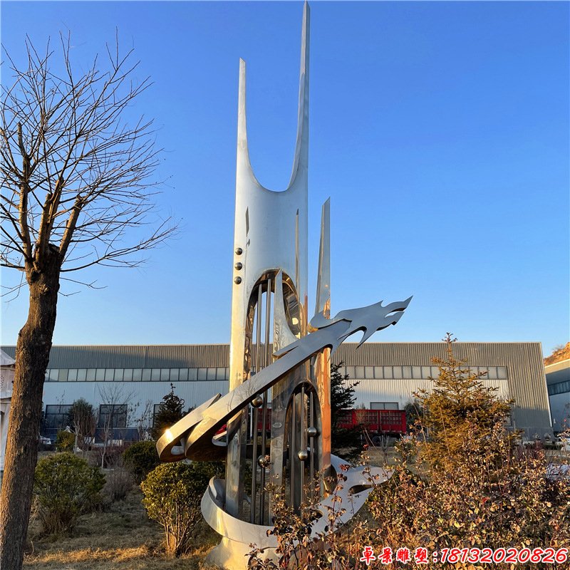 不锈钢城市龙盘柱雕塑