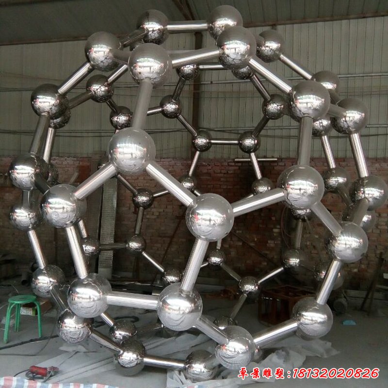 不锈钢原子模型雕塑，不锈钢校园雕塑