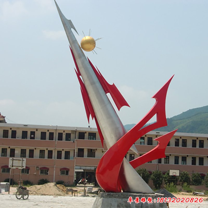 不锈钢和谐共进雕塑，不锈钢广场雕塑