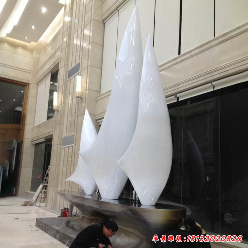 不锈钢帆船雕塑，广场帆船不锈钢雕塑 (1)