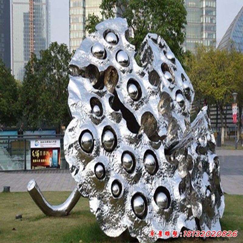 不锈钢莲蓬雕塑，小区景观摆件