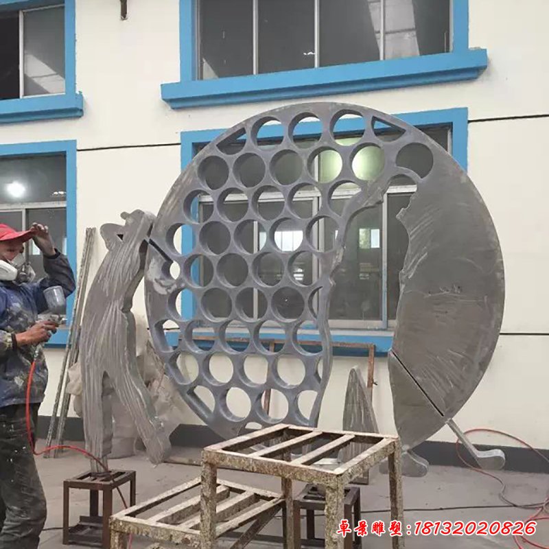不锈钢打高尔夫球雕塑，广场不锈钢运动雕塑 (3)