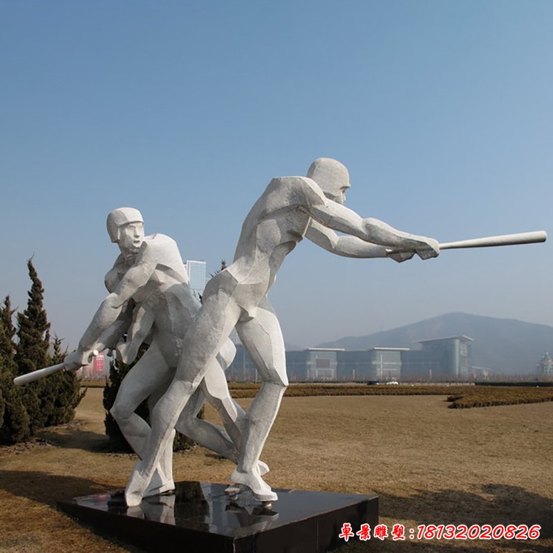 打棒球雕塑，不锈钢运动雕塑