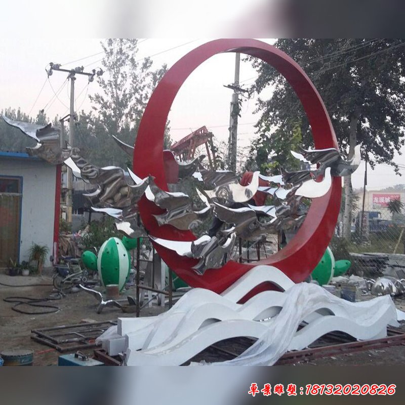 不锈钢和平鸽雕塑，不锈钢广场雕塑 (2)