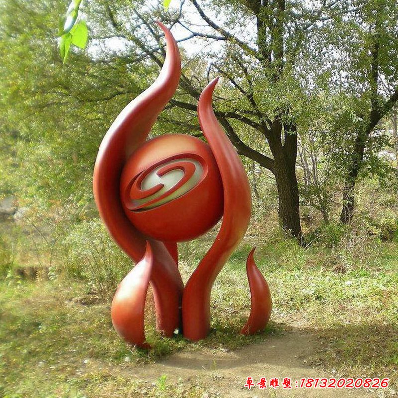 仿真红色火焰眼睛户外广场景观，不锈钢雕塑