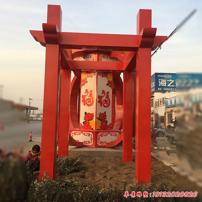 不锈钢中国梦雕塑，不锈钢红灯笼雕塑 (5)