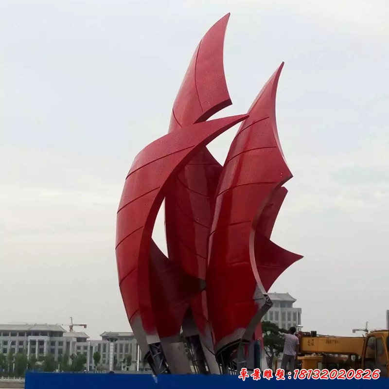 一帆风顺不锈钢雕塑，广场帆船雕塑